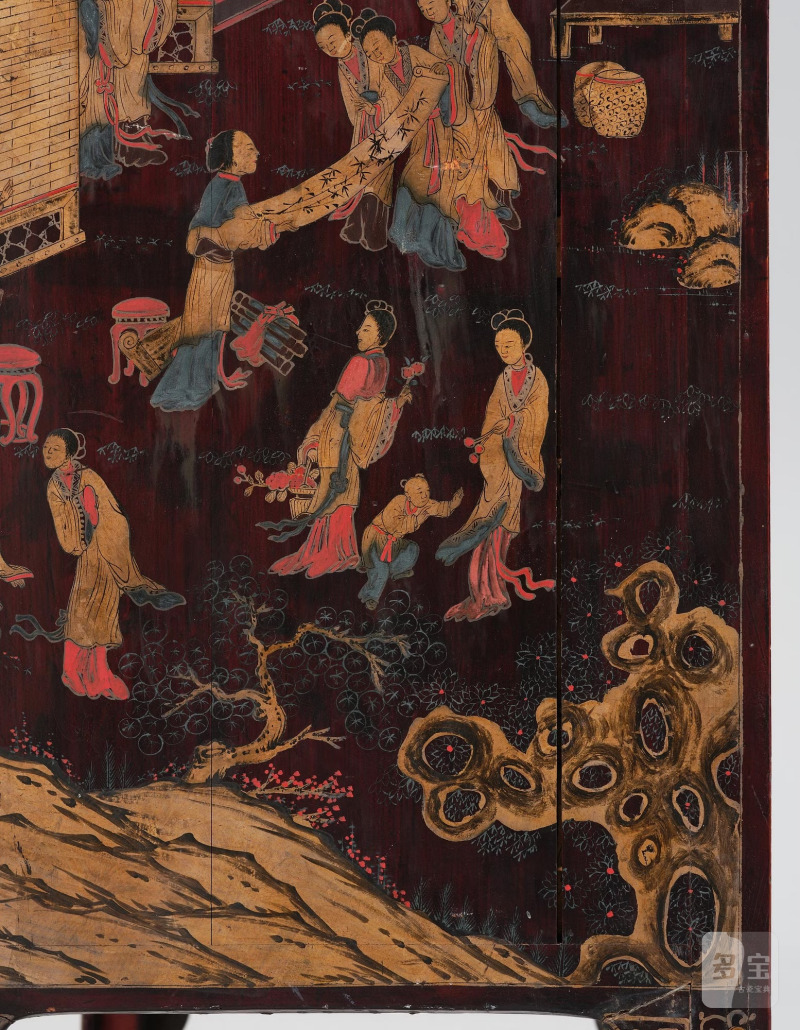 A large painted and gilt-decorated and red lacquer cabinet, - 图34